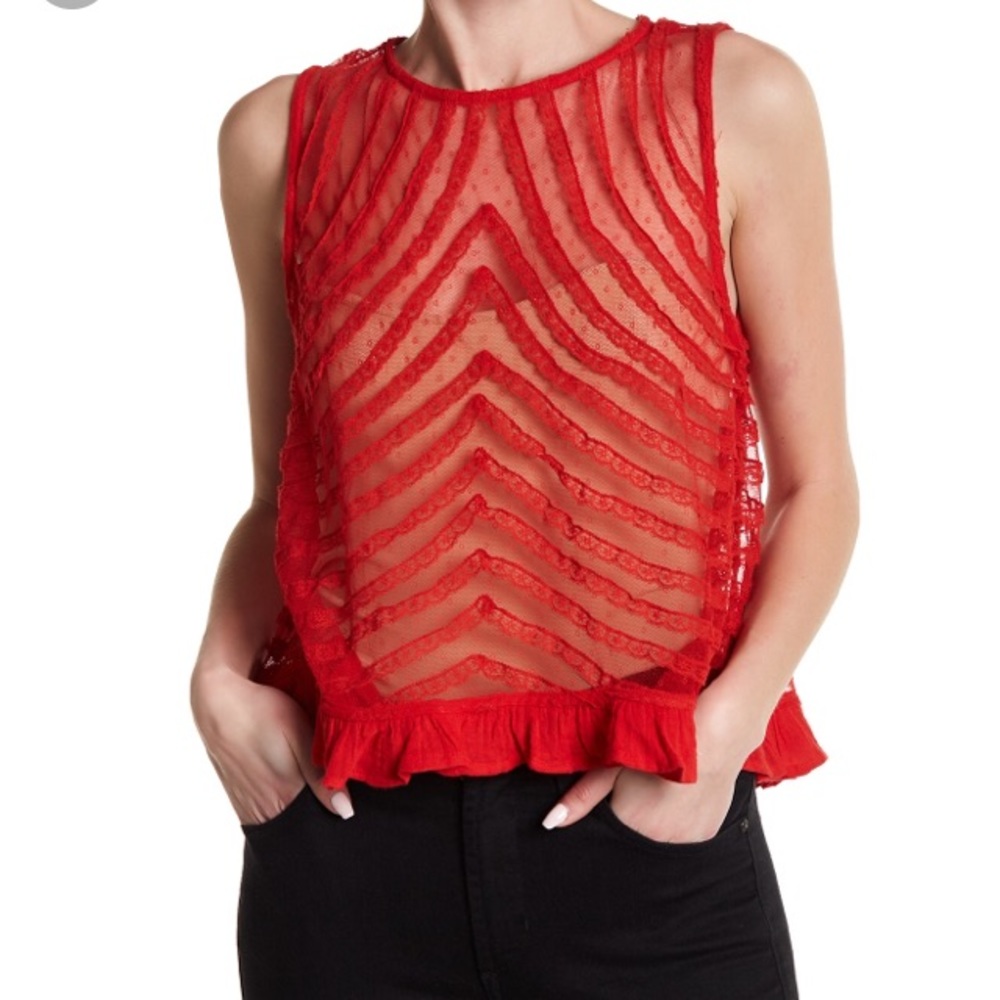 Free People She A Doll Lace Sleeveless Crop Top